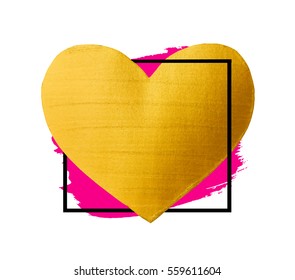 Vector golden brush stroke for you amazing design project. Watercolor texture paint stain isolated on white. Abstract hand painted golden background for greeting, gift, wedding, birthday card.