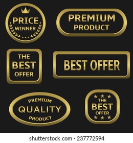 Vector Golden Business Shopping Labels on the Black Background
