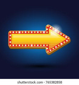 Vector golden casino arrow sign