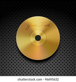 Vector Golden CD Disc on a Chrome Background