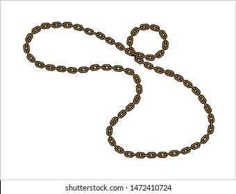 Vector Golden Chain, Isolated on white background.