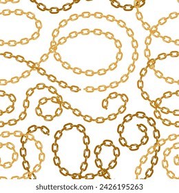 Vector golden chains jewelry seamless pattern on a white background