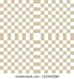 Vector golden checkered geometric seamless pattern with squares, repeat tiles. Abstract gold and white minimal checker texture. Pixel art. Simple modern background. Design for decor, covers, prints