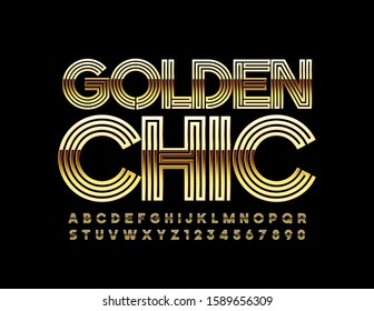 Vector Golden Chic Font. Letras y números de alta calidad.