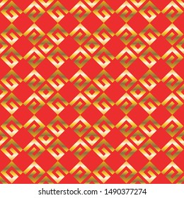 vector golden china style seamless pattern on red