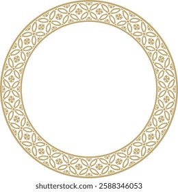 Vector golden Chinese circle, ring, frame.  Round ornaments of oriental peoples, korea, taiwan, china, hong kong, indonesia
