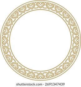 Vector de oro chino círculo, anillo, marco.  Ornamentos redondos de los pueblos orientales, Corea, Taiwán, China, Hong Kong, Indonesia
