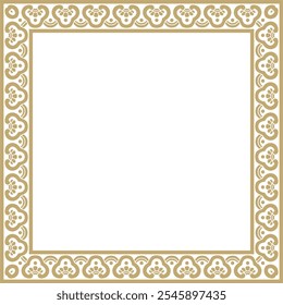 Vector golden Chinese rectangle, frame. Square ornaments of oriental peoples, korea, taiwan, china, hong kong, indonesia
