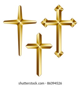 vector golden christian crosses