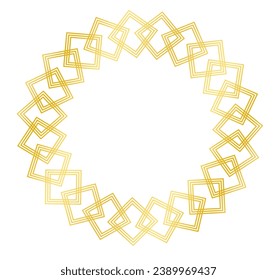 Marco circular de oro vectorial compuesto de cuadrados - con un patrón de esquinas rotas.