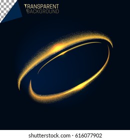 Vector golden circular swirl light speed effect, power energy shape at motion, abstract rotational lines, luxury ring lens flare