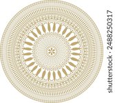 Vector golden classic Greek round ornament. Circle of Ancient Greece and the Roman Empire. Byzantine painting of walls, floors and ceilings. Decoration of European palaces.
