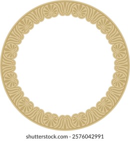 Vector golden classic Greek round ornament. Circle of Ancient Greece and the Roman Empire. Byzantine painting of walls, floors and ceilings. Decoration of European palaces.
