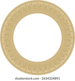 Vetor dourado clássico grego ornamento redondo. Círculo da Grécia Antiga e do Império Romano. Pintura bizantina de paredes, pisos e tetos. Decoração de palácios europeus.
