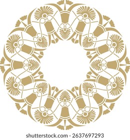 Vector golden classic Greek round ornament. Circle of Ancient Greece and the Roman Empire. Byzantine painting of walls, floors and ceilings. Decoration of European palaces.
