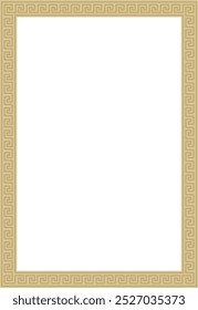 Vector golden classic Greek square ornament. Rectangle of Ancient Greece and Roman Empire. Byzantine painting of walls, floors and ceilings. Decoration of European palaces.
