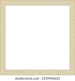 Vector golden classic Greek square ornament. Rectangle of Ancient Greece and Roman Empire. Byzantine painting of walls, floors and ceilings. Decoration of European palaces.
