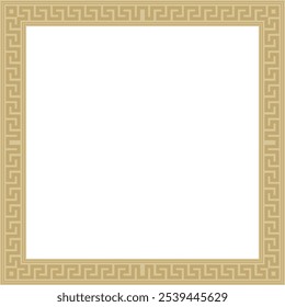 Vector golden classic Greek square ornament. Rectangle of Ancient Greece and Roman Empire. Byzantine painting of walls, floors and ceilings. Decoration of European palaces.
