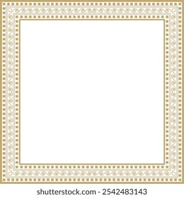 Vector golden classic Greek square ornament. Rectangle of Ancient Greece and Roman Empire. Byzantine painting of walls, floors and ceilings. Decoration of European palaces.
