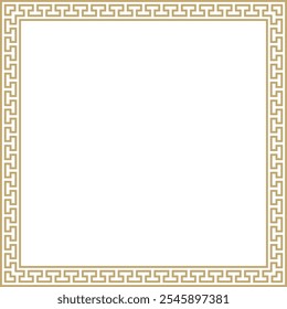 Vector golden classic Greek square ornament. Rectangle of Ancient Greece and Roman Empire. Byzantine painting of walls, floors and ceilings. Decoration of European palaces.
