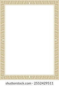 Vector golden classic Greek square ornament. Rectangle of Ancient Greece and Roman Empire. Byzantine painting of walls, floors and ceilings. Decoration of European palaces.
