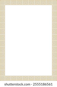 Vector golden classic Greek square ornament. Rectangle of Ancient Greece and Roman Empire. Byzantine painting of walls, floors and ceilings. Decoration of European palaces.
