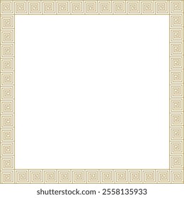 Vector golden classic Greek square ornament. Rectangle of Ancient Greece and Roman Empire. Byzantine painting of walls, floors and ceilings. Decoration of European palaces.
