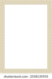 Vector golden classic Greek square ornament. Rectangle of Ancient Greece and Roman Empire. Byzantine painting of walls, floors and ceilings. Decoration of European palaces.
