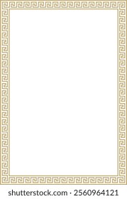 Vector golden classic Greek square ornament. Rectangle of Ancient Greece and Roman Empire. Byzantine painting of walls, floors and ceilings. Decoration of European palaces.
