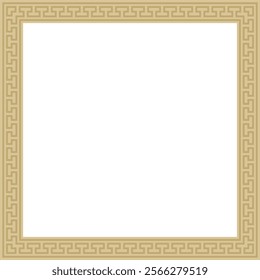 Vector golden classic Greek square ornament. Rectangle of Ancient Greece and Roman Empire. Byzantine painting of walls, floors and ceilings. Decoration of European palaces.
