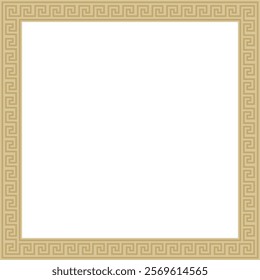 Vector golden classic Greek square ornament. Rectangle of Ancient Greece and Roman Empire. Byzantine painting of walls, floors and ceilings. Decoration of European palaces.
