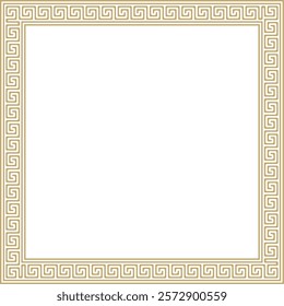 Vector golden classic Greek square ornament. Rectangle of Ancient Greece and Roman Empire. Byzantine painting of walls, floors and ceilings. Decoration of European palaces.
