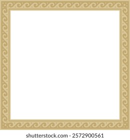 Vector golden classic Greek square ornament. Rectangle of Ancient Greece and Roman Empire. Byzantine painting of walls, floors and ceilings. Decoration of European palaces.
