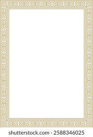 Vector golden classic Greek square ornament. Rectangle of Ancient Greece and Roman Empire. Byzantine painting of walls, floors and ceilings. Decoration of European palaces.
