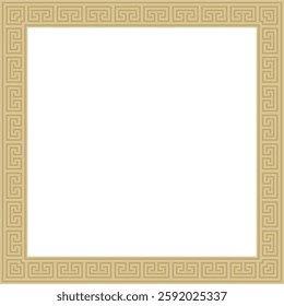 Vector golden classic Greek square ornament. Rectangle of Ancient Greece and Roman Empire. Byzantine painting of walls, floors and ceilings. Decoration of European palaces.
