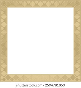 Vector golden classic Greek square ornament. Rectangle of Ancient Greece and Roman Empire. Byzantine painting of walls, floors and ceilings. Decoration of European palaces.
