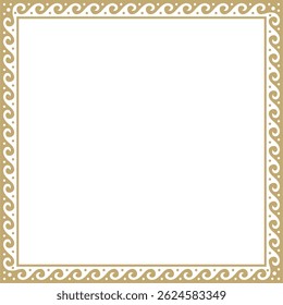 Ornamento quadrado grego clássico dourado do vetor. Retângulo da Grécia Antiga e Império Romano. Pintura bizantina de paredes, pisos e tetos. Decoração de palácios europeus.

