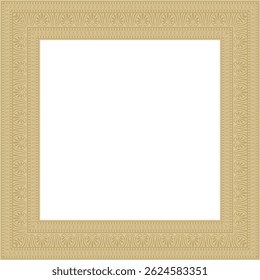 Ornamento quadrado grego clássico dourado do vetor. Retângulo da Grécia Antiga e Império Romano. Pintura bizantina de paredes, pisos e tetos. Decoração de palácios europeus.

