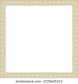 Vector golden classic Greek square ornament. Rectangle of Ancient Greece and Roman Empire. Byzantine painting of walls, floors and ceilings. Decoration of European palaces.
