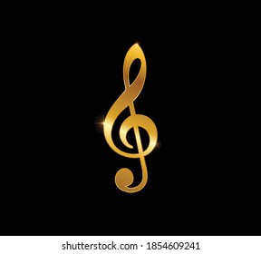 A Vector Golden Clave Music Note Treble Cleft Symbol