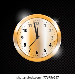 Vector golden clock isolated on transparent background