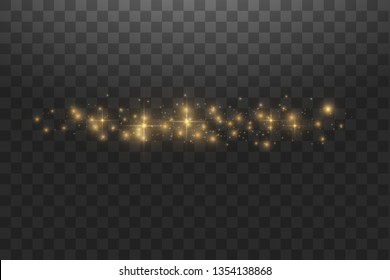 Vector golden cloud glitter wave abstract illustration. White star dust trail sparkling particles isolated on transparent background. Magic concept