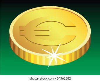 vector golden coin with a sparkle