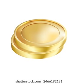 Vector golden coin without sign. Simple design. Isolated on a white background. Gold money.
