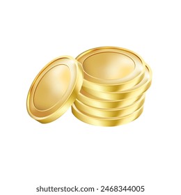 Moneda de oro de Vector sin signo. Diseño sencillo. Aislado sobre un fondo blanco. Dinero de oro.