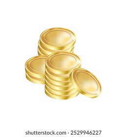 Goldene Vektormünze ohne Zeichen. Einfaches Design. Einzeln auf weißem Hintergrund. Goldgeld.