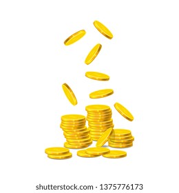 Vector Golden coins with Dollar sign on it are falling down. 