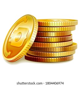 Vector Golden Coins isolated on white background