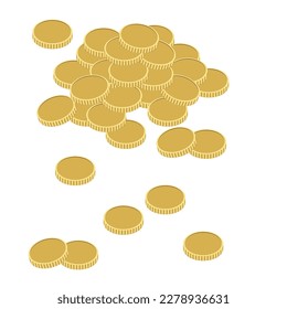 monedas de oro vectoriales en fondo blanco