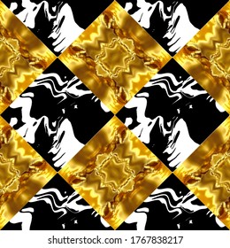 Vector golden collage seamless pattern. collage of diamond shapes